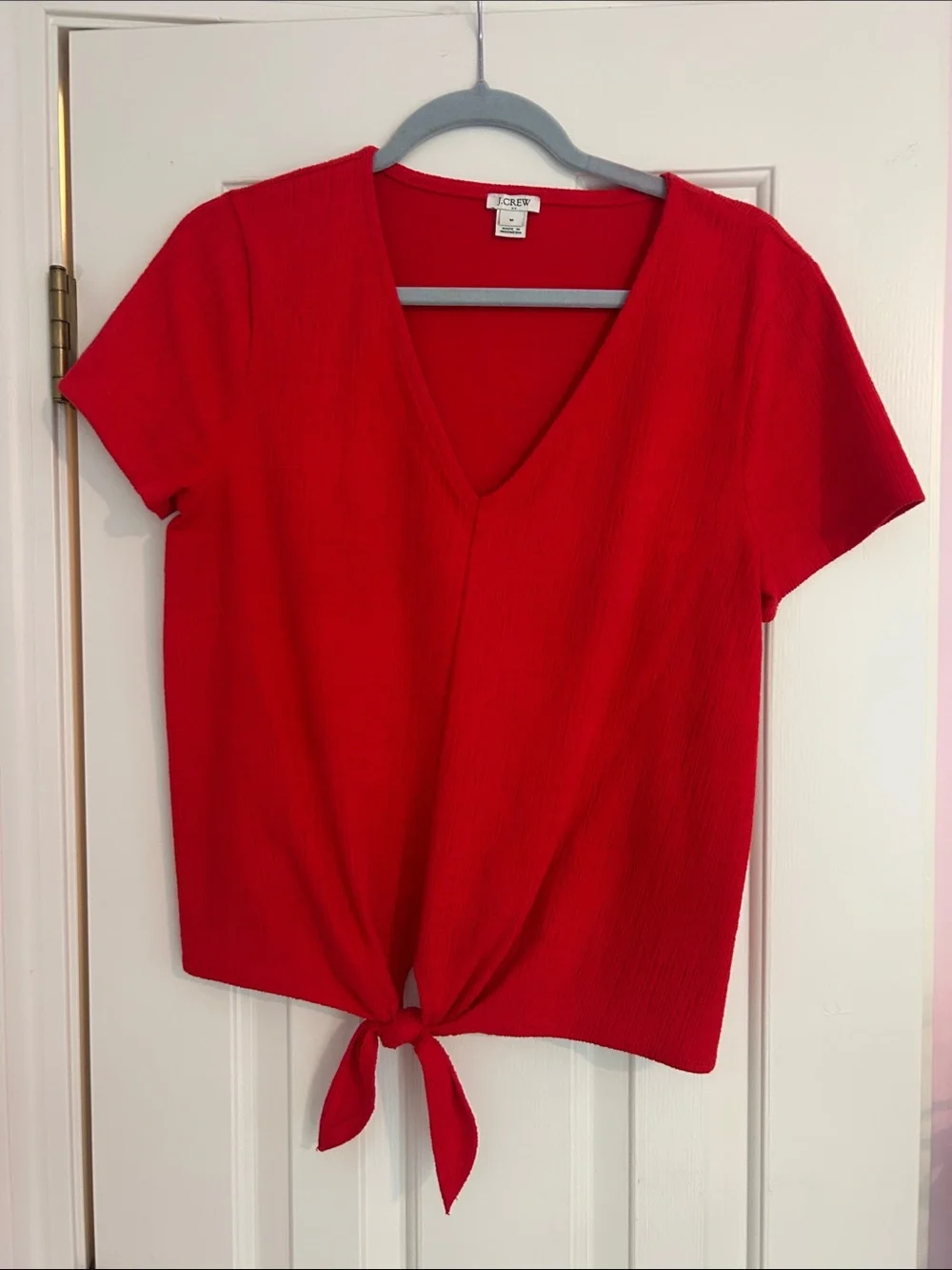 J. Crew Textured V-neck tie-front tee
